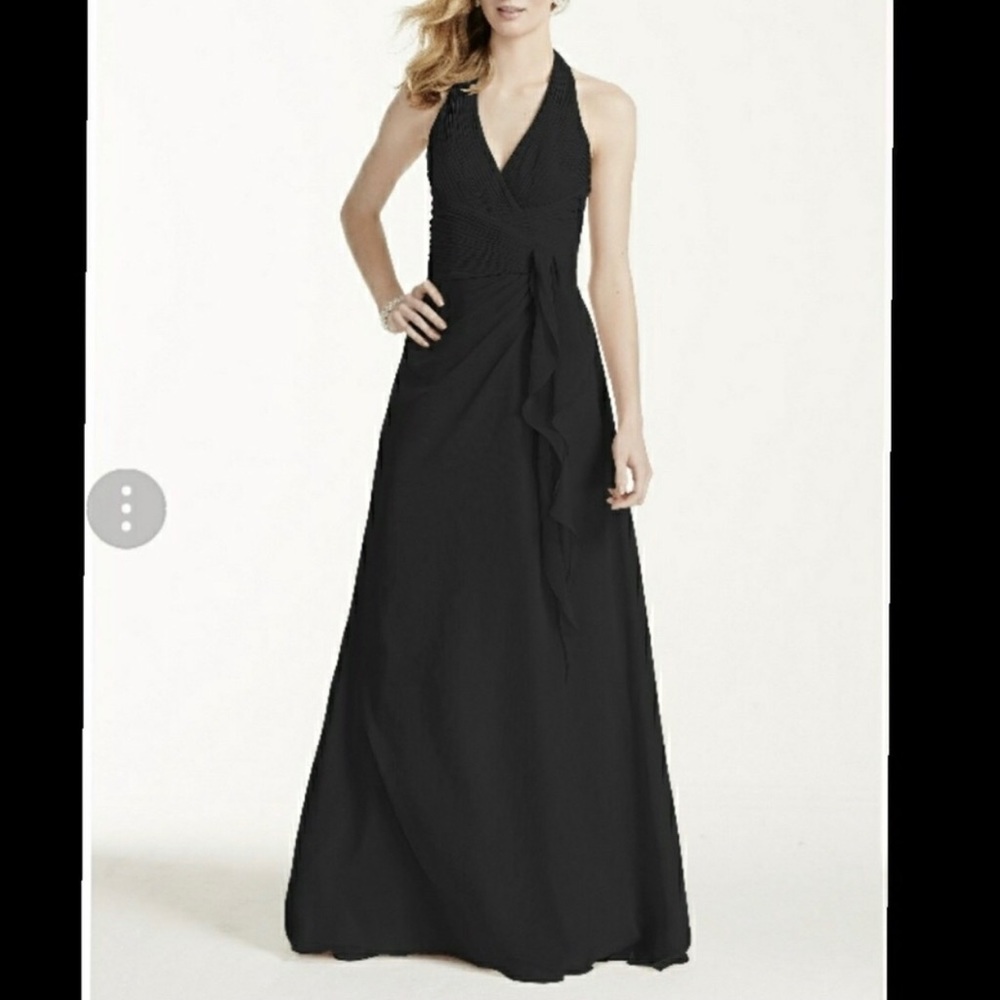 David’s Bridal Soft Crinkle Chiffon Halter Gown